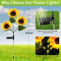 Admitrack Solar Sunflower Lights Garden Decor, 2 Packs 6 Sunflowers Outdoor Lights, Solar Outdoor Waterproof Solar Powered Lights, Solar Outdoor Decor Light For Landscape, Pathway, Yard