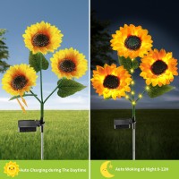 Admitrack Solar Sunflower Lights Garden Decor, 2 Packs 6 Sunflowers Outdoor Lights, Solar Outdoor Waterproof Solar Powered Lights, Solar Outdoor Decor Light For Landscape, Pathway, Yard