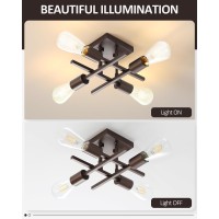 Eidonta Industrial 4-Light Semi Flush Mount Ceiling Light Fixture, Modern Oil Rubbed Bronze Chandelier Lighting, Farmhouse Sputnik Ceiling Lamp With E26 Bulb Base For Living Room Hallway Entryway