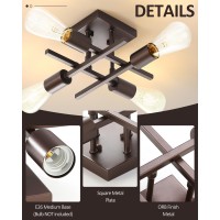 Eidonta Industrial 4-Light Semi Flush Mount Ceiling Light Fixture, Modern Oil Rubbed Bronze Chandelier Lighting, Farmhouse Sputnik Ceiling Lamp With E26 Bulb Base For Living Room Hallway Entryway