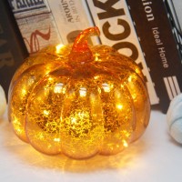 Cfdecor Mercury Glass Pumpkin Light With Timer With 10 Fairy Lights Insidebattery Operated Led Pumpkin Lightideal For Hallowe