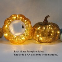 Cfdecor Mercury Glass Pumpkin Light With Timer With 10 Fairy Lights Insidebattery Operated Led Pumpkin Lightideal For Hallowe