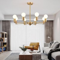 Wall Light, Wall Sconces, 6-Light Chandelier Lighting Gold Brushed Brass Pendant Lights Fixtures Adjustable Mid Century Modern Hanging Lamp Compatible With Bedroom Living Dining Room Farmhouse (Size :