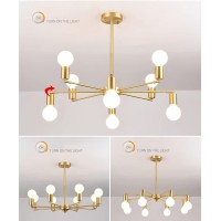 Wall Light, Wall Sconces, 6-Light Chandelier Lighting Gold Brushed Brass Pendant Lights Fixtures Adjustable Mid Century Modern Hanging Lamp Compatible With Bedroom Living Dining Room Farmhouse (Size :