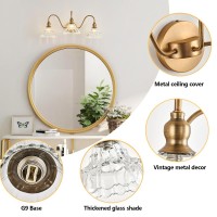 Tlolgt Vintage 3Light Wall Sconces Modern Brass Bathroom Vanity Lighting Fixtures Glass Retro Vanity Light For Bedroom Bathroo