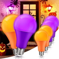 Purple Light Bulbs, A21 Orange Purple Colored Light Bulbs 100W Equivalent E26 Base, 13W Decorative Led Bulbs For Living Room Porch Patio Lamp Party Events Indoor Outdoor, 6 Packs