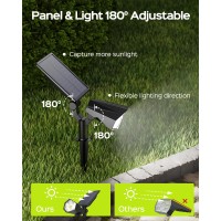 Jackyled Solar Lights Outdoor 800 Lumens Solar Spot Lights 3000K6000K 4 Modes Solar Landscape Spotlights Waterproof For Yard