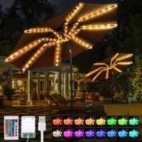 Frienda 2 Pack Patio Umbrella String Lights 16 Colors Umbrella Lights Outdoor Patio 4 Modes 104 Bright Led Patio Umbrella Ligh