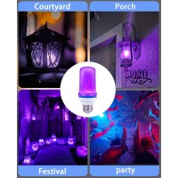 Leinetfor Upgraded Led Purple Flame Light Bulbs Halloween Decorations Outdoor Light Bulbse26E27 Base Christmas Purple Flicke