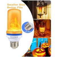 Bhcorner Smaller Size Led Flame Effect Light Bulbs - Halloween Decorations Outdoor Light Bulbs,E26/E27 Base Christmas Flickering Light Bulbs,Halloween Deco Night Fire Light Bulb (2 Pack)