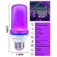 Bhcorner Smaller Led Purple Flame Light Bulbs Halloween Decorations Light Bulbse26E27 Base Christmas Purple Flickering Light