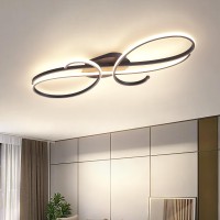 ??? Modern Ceiling Light, Flush Mount Ceiling Lamp, Remote And Smart Amazon Alexa Echo Dimmable Led Chandelier Fixture For Living Room Dining Room Bedroom (Black, 31.5 Inches / 80Cm)