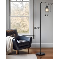 Oneach 6375 Industrial Floor Lamp Modern Black Floor Lamp With Footswitch Metal Reading Tall Pole Light With 4W Led Bulb Stan