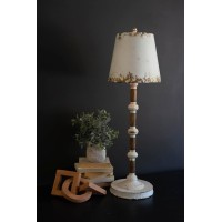 Table Lamp - Antique White With Wood Spindle