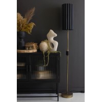 Antique Gold Floor Lamp With Fluted Black Metal Shade