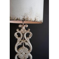 Table Lamp - Antique White With Carved Damask Base