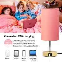 Lanmonlily Touch Control Desk Lamp With 2 Usb Ports 3Way Dimmable Bedside Lamp For Bedroom Nightstand Lamp With Round Flower