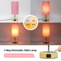 Lanmonlily Touch Control Desk Lamp With 2 Usb Ports 3Way Dimmable Bedside Lamp For Bedroom Nightstand Lamp With Round Flower