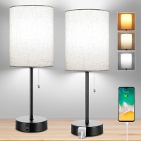 Dott Arts Bedside Lamps For Bedrooms Set Of 2 Table Lamps For Nightstand With 3 Color Modes 2700K5000K Ac Outlet Nightstand