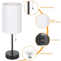 Dott Arts Bedside Lamps For Bedrooms Set Of 2 Table Lamps For Nightstand With 3 Color Modes 2700K5000K Ac Outlet Nightstand