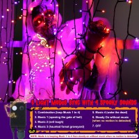 Toodour Halloween Lights Outdoor 82Ft 200 Led Halloween String Lights With Spooky Music Waterproof Plug In Motion Sensor Orang