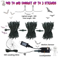 Toodour Halloween Lights Outdoor 82Ft 200 Led Halloween String Lights With Spooky Music Waterproof Plug In Motion Sensor Orang