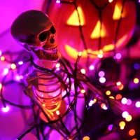 Toodour Halloween Lights Outdoor 82Ft 200 Led Halloween String Lights With Spooky Music Waterproof Plug In Motion Sensor Orang