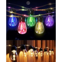 Jackyled 160 Led Outdoor String Lights, 48Ft Patio Lights With Rope Fairy, Not Extendable Not Solid Color, Warm&Multi, Commercial Grade Waterproof Bulb, Remote Control, 1 Pc