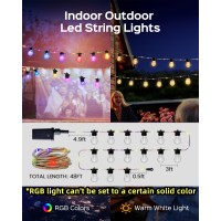 Jackyled 160 Led Outdoor String Lights, 48Ft Patio Lights With Rope Fairy, Not Extendable Not Solid Color, Warm&Multi, Commercial Grade Waterproof Bulb, Remote Control, 1 Pc