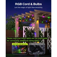 Jackyled 160 Led Outdoor String Lights, 48Ft Patio Lights With Rope Fairy, Not Extendable Not Solid Color, Warm&Multi, Commercial Grade Waterproof Bulb, Remote Control, 1 Pc