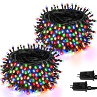 2-Pack 66Ft 200 Led Christmas Lights For Indoor Outdoor, Super Bright Plug In String Lights,Waterproof Xmas Lights Outdoor For Christmas Decorations Bedroom Party Decor Garden Xmas Tree (Multicolor)