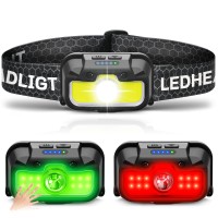 Hokoiln Headlamp Rechargeable, 1300 Lumen Ultra-Light Bright Head Lamp With White Red Green, 14 Modes Adjustable Waterproof Motion Sensor Headlight For Outdoor Camping Running Cycling Hiking