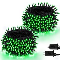 2-Pack 66Ft 200 Led Green Christmas Lights For Indoor/Outdoor, Super Bright Plug In String Lights,Waterproof Xmas Lights Outdoor For Christmas Decorations Bedroom Party Decor Garden Patio Tree (Green)