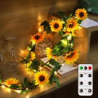 Goeswell Flowers Vine Lights Enchanted Willow Vine 7.2Ft Artificial Sunflower Christmas Decorations For Wall Bedroom Living Room Home Decor