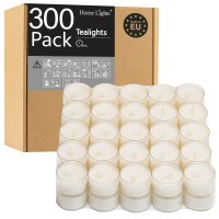 Tealight Candles Giant 100 200 300 Bulk Packs 445 Hrs White Unscented European Smokeless Tea Lights In Clear Plastic Cup Fo