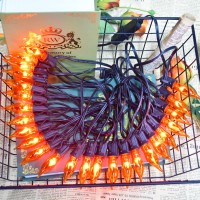 Pasuto 278Ft Flickering Flame String Lights Orange Halloween Lights With 25 Pack C7 Orange Flame Light Bulbs Orange Flame Stri