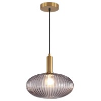 Kco Lighting Mid Century Modern Gold Glass Pendant Lighting Smoke Grey Globe Kitchen Island Pendant Lamp Industrial Brass Gold H