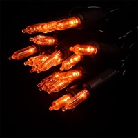 Multisparking Orange Halloween Lights 11 Feet 35 Count Mini Halloween String Lights Indoor Led Black Wire Christmas Light