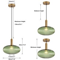 Kco Lighting Modern Gold Globe Pendant Light Large Green Glass Bathroom Pendant Light Fixture Adjustable Brass Round Pendant Lights Kitchen Island Pendant Lighting Farmhouse Ceiling Light