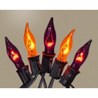 Halloween Decorations Indoor Outdoor Flickering Flame String Lights Orange And Purple Halloween Lights 128Ft C7 Retro Twinkl