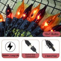 Halloween Decorations Indoor Outdoor Flickering Flame String Lights Orange And Purple Halloween Lights 128Ft C7 Retro Twinkl