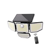 Soysout Solar Outdoor Lights, 3000Lm 176 Led Security Lights With Remote Control, 4 Heads Motion Sensor Lights, Ip65 Waterproof, 270 Wide Angle Outdoor Flood Wall Lights With 3 Lighting Modes