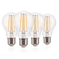 Flsnt Dusk To Dawn Outdoor Sensor A19 Led Edison Bulbs,7W (60W Eqv.), 800Lm,Vintage Filament E26 Base, Auto On/Off Photocell Automatic For Energy-Efficient Outdoor Lighting, 2700K Soft White, 4 Pack