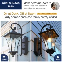 Flsnt Dusk To Dawn Outdoor Sensor A19 Led Edison Bulbs,7W (60W Eqv.), 800Lm,Vintage Filament E26 Base, Auto On/Off Photocell Automatic For Energy-Efficient Outdoor Lighting, 2700K Soft White, 4 Pack