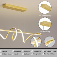 Gold Chandelier Modern Ceiling Spiral Pendant Light Fixtures Hanging Led Color Temperature And Height Adjustable Chandeliers F