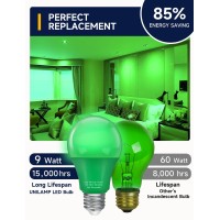 Unilamp Led Green Light Bulb A19 Green Light Bulb 9W Equivalent 60W Green Colored Light Bulb E26 Base For Porch Thanksgiving