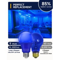 Unilamp Led Blue Light Bulbs E26 Led Bulb Blue Lights 9W Equivalent 60W Blue Colored Light Bulbs For Party Decorative Holida