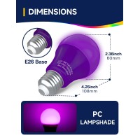 Unilamp A19 Purple Light Bulb 9W Equivalent 60Watt Purple Led Bulb Led Orange Colored Light Bulbs E26 Base For Christmas Hal