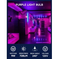 Unilamp A19 Purple Light Bulb 9W Equivalent 60Watt Purple Led Bulb Led Orange Colored Light Bulbs E26 Base For Christmas Hal