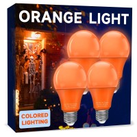 Unilamp A19 Orange Light Bulb 9W Equivalent 60Watt E26 Base Led Orange Bulb Led Orange Colored Light Bulbs For Halloween Chri